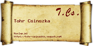 Tohr Csinszka névjegykártya
